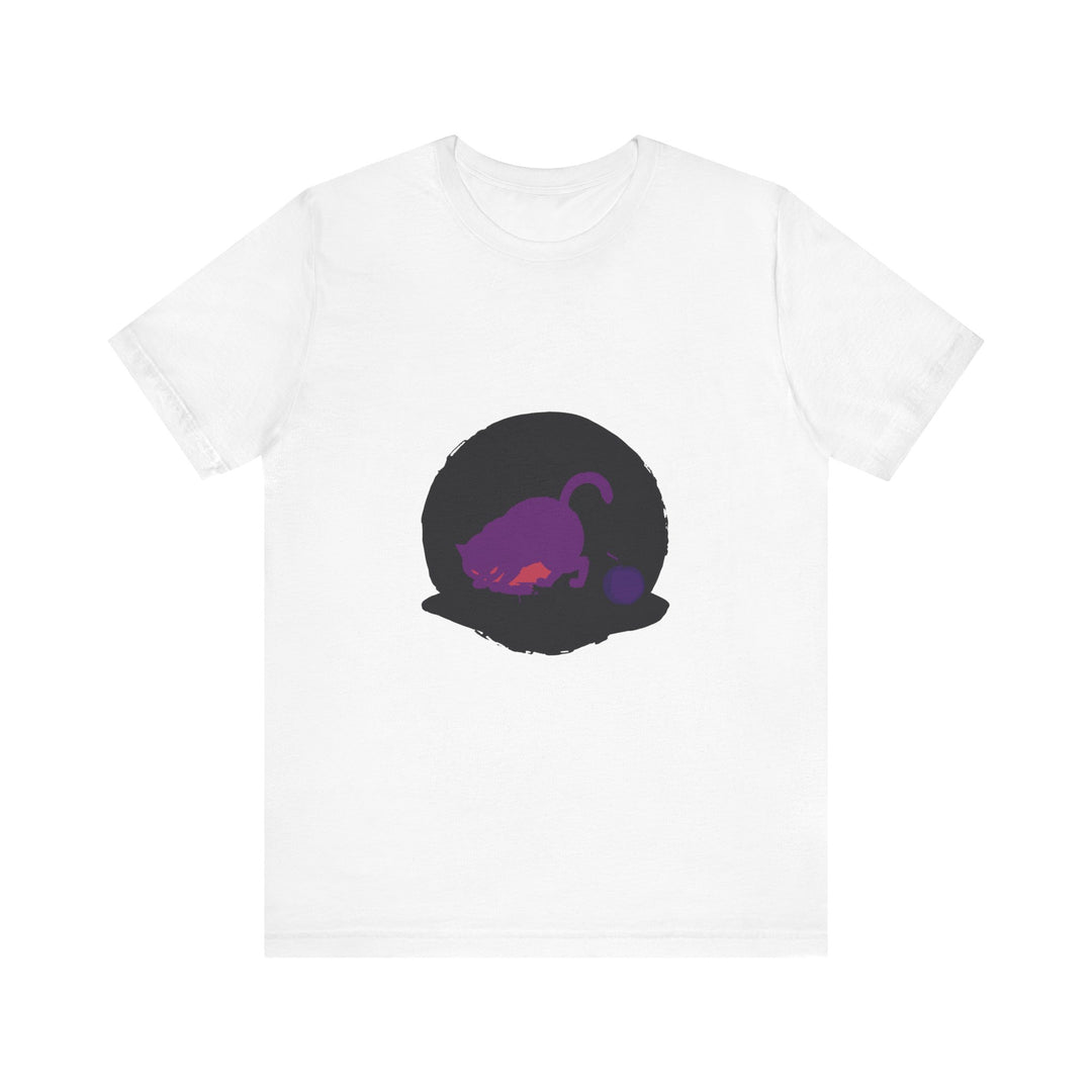 Black Cat Mystery T-Shirt with Creepy Cat Eyes and Full Moon