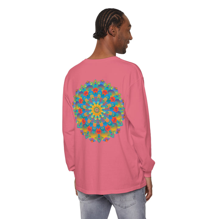 Colorful and intricate mandala design long sleeve t-shirt, suitable for all genders