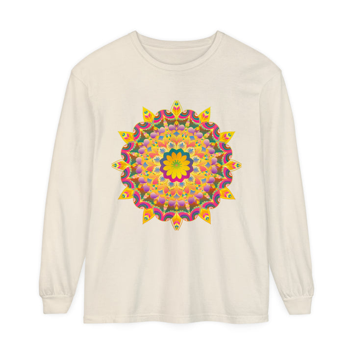 Colorful, intricate mandala design long sleeve t-shirt with psychedelic patterns