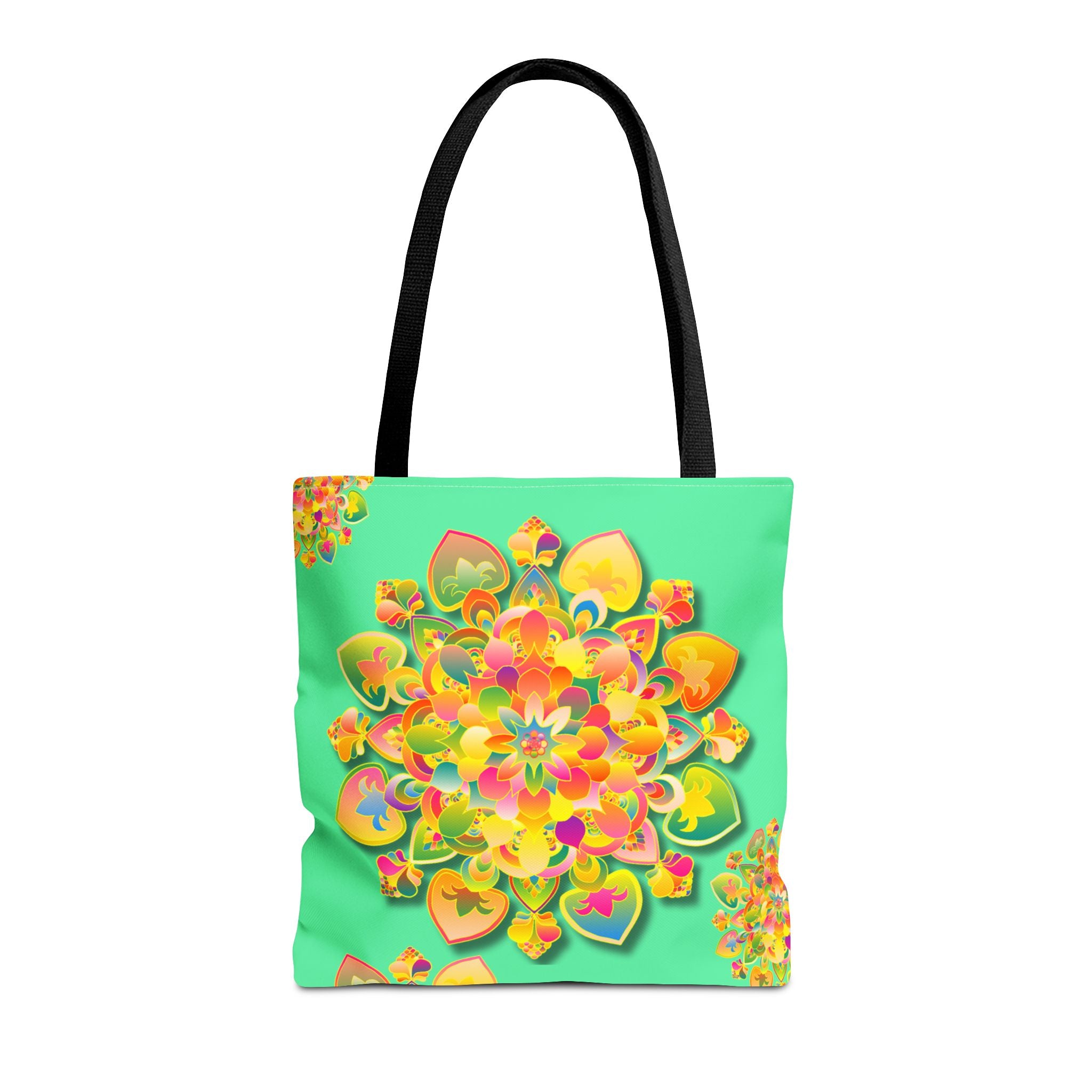 Floral Mandala Tote Bag — Bright Tropical Green All-Over Print