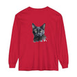 Black Cat Watercolor - Mystical Long Sleeve T-Shirt featuring a stunning watercolor design of a black cat, perfect for cat lovers and those who appreciate mystical themes
