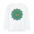 Colorful psychedelic mandala design long sleeve t-shirt for a unique style