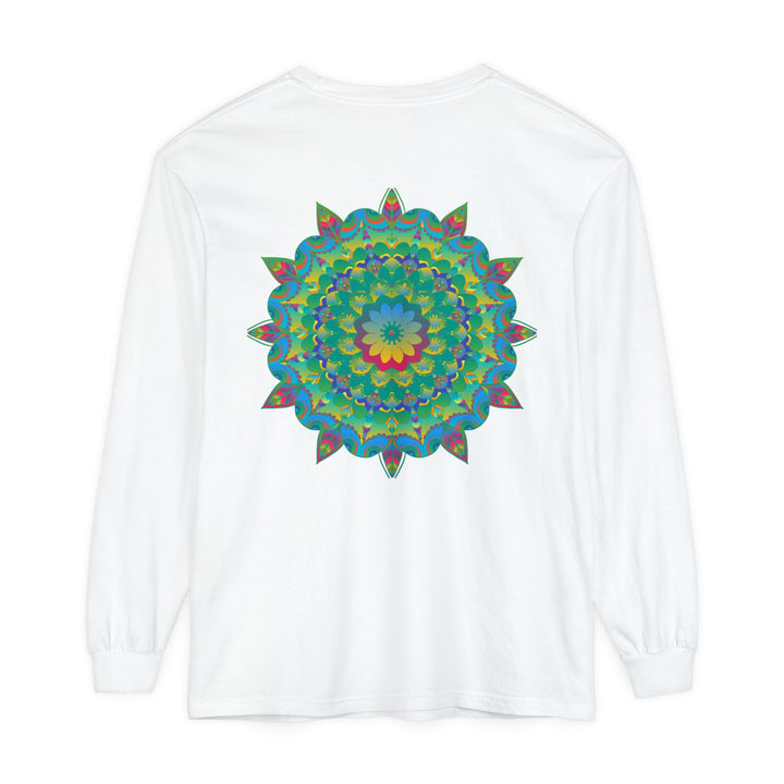 Colorful psychedelic mandala design long sleeve t-shirt for a unique style