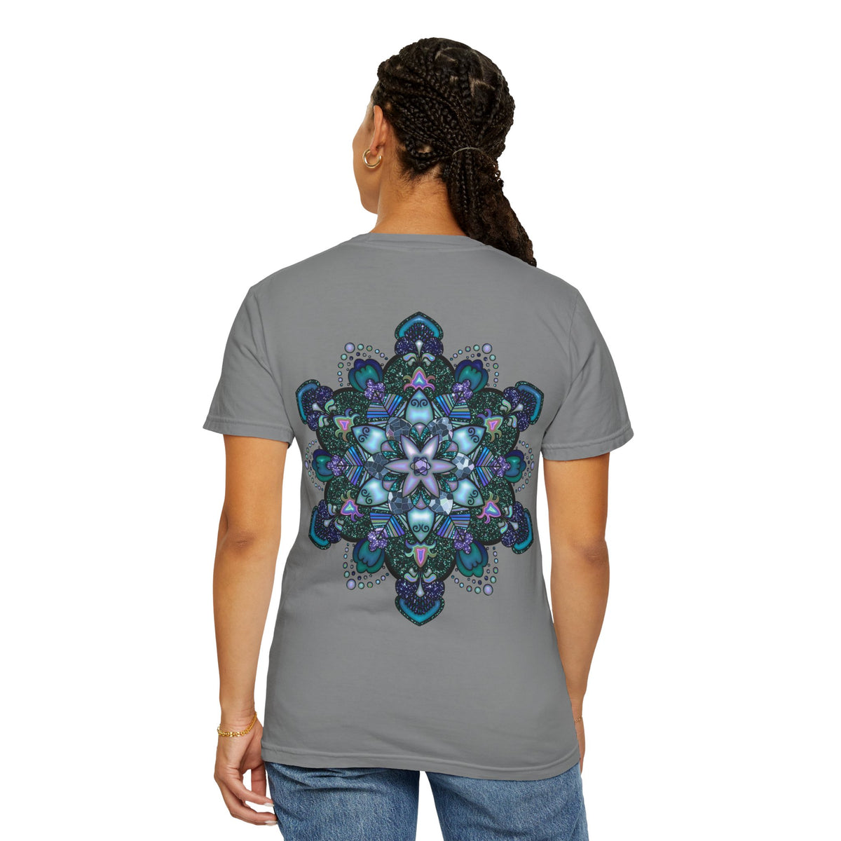 Mandala T-Shirt – Blue Purple Boho Geometric Floral Design