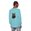 Black Cat Watercolor Splash Long Sleeve T-Shirt with vibrant cat design