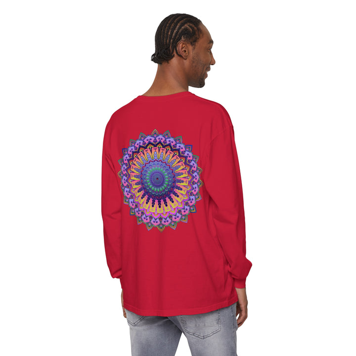 Intricate Mandala Unisex Long Sleeve T-Shirt with detailed geometric design