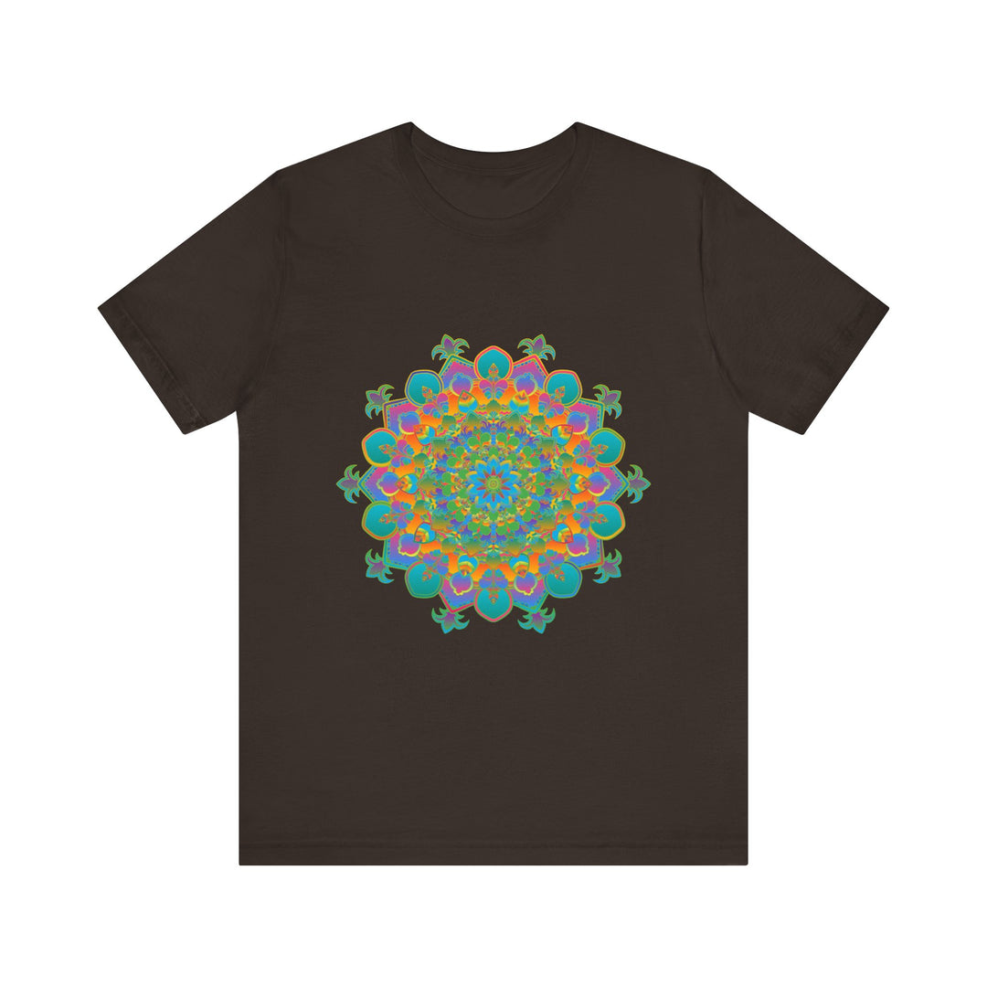 Colorful and intricate circular floral design tee shirt, perfect for adding vibrancy to your wardrobe