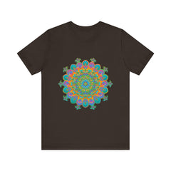 Colorful and intricate circular floral design tee shirt, perfect for adding vibrancy to your wardrobe