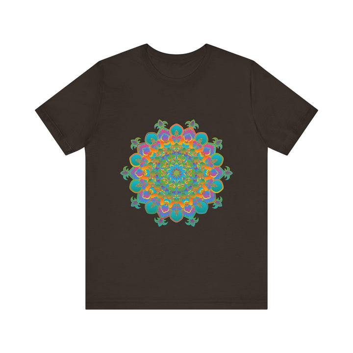 Colorful and intricate circular floral design tee shirt, perfect for adding vibrancy to your wardrobe