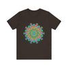 Colorful and intricate circular floral design tee shirt, perfect for adding vibrancy to your wardrobe