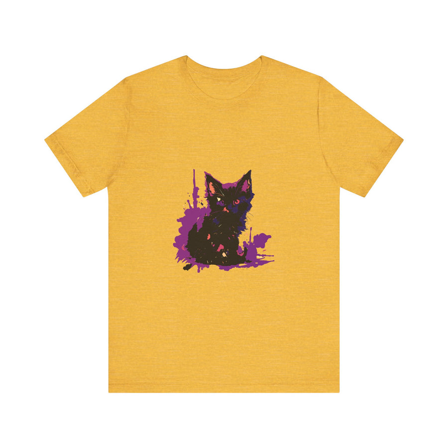 Black Cat Mystery - Purple Paint Splatter T-Shirt