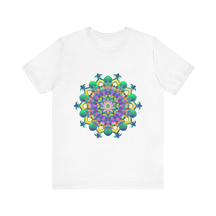 Vibrant and intricate mandala design on a soft, comfortable tee promoting peace and tranquility for meditation and relaxation