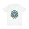 Vibrant and intricate mandala design on a soft, comfortable tee promoting peace and tranquility for meditation and relaxation