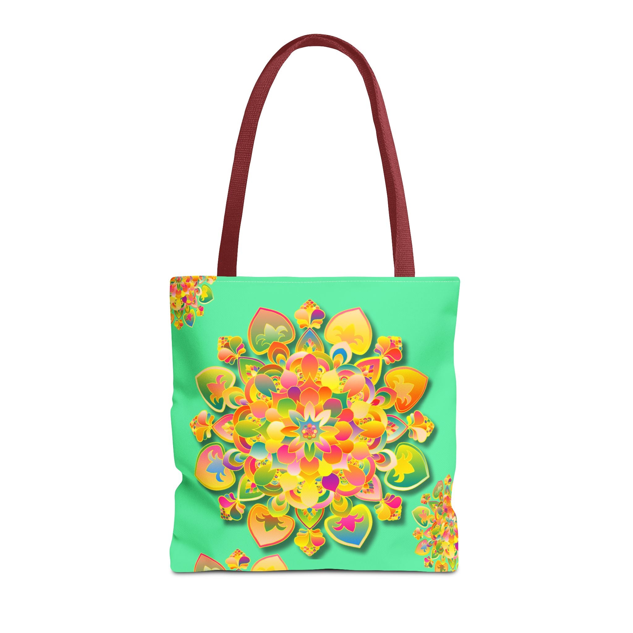 Floral Mandala Tote Bag — Bright Tropical Green All-Over Print