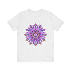 Vibrant purple and gold mandala tee with spiritual art design