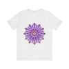 Vibrant purple and gold mandala tee with spiritual art design