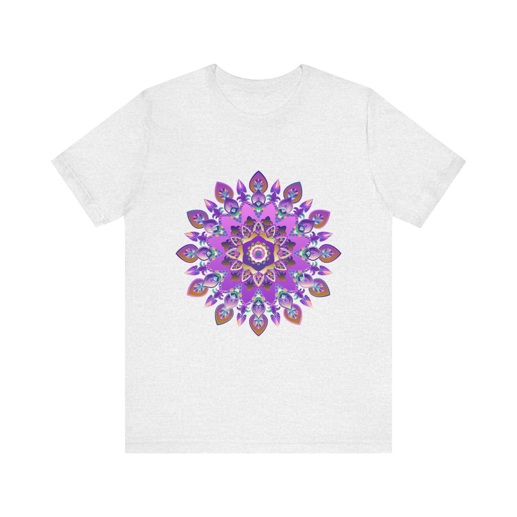 Vibrant purple and gold mandala tee with spiritual art design