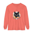 Black Cat Floral Portrait Unisex T-Shirt featuring a beautiful, detailed illustration of a black cat surrounded by colorful flowers and foliage