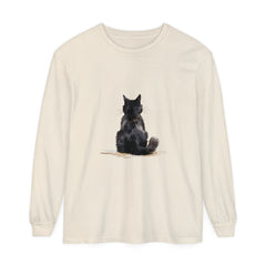 Black Cat Watercolor Unisex Long Sleeve T-Shirt with vibrant watercolor design