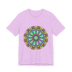 A vibrant and intricately designed mandala peace t-shirt featuring colorful spiritual art