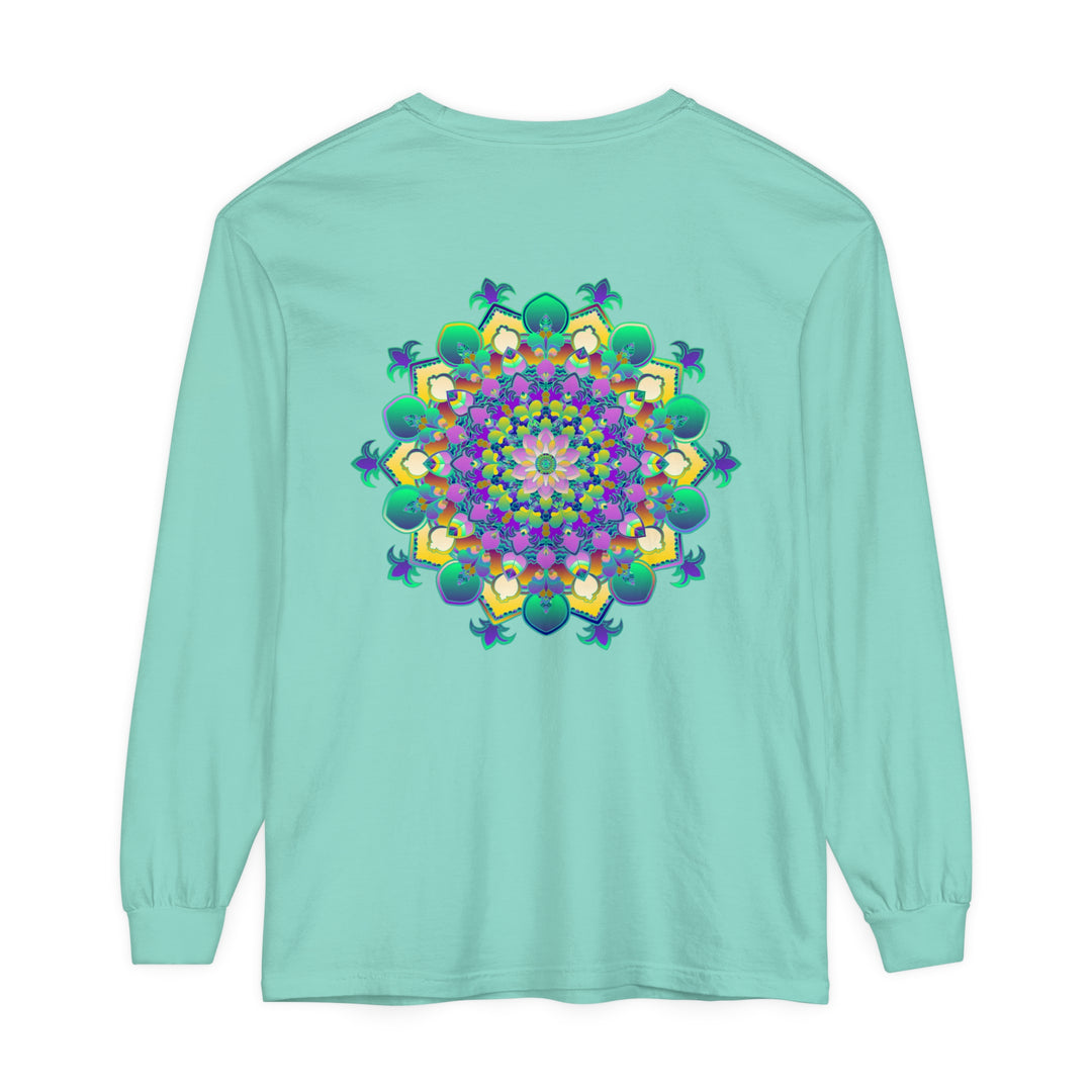 Intricate Mandala Long Sleeve T-Shirt featuring a detailed mandala design in vibrant colors