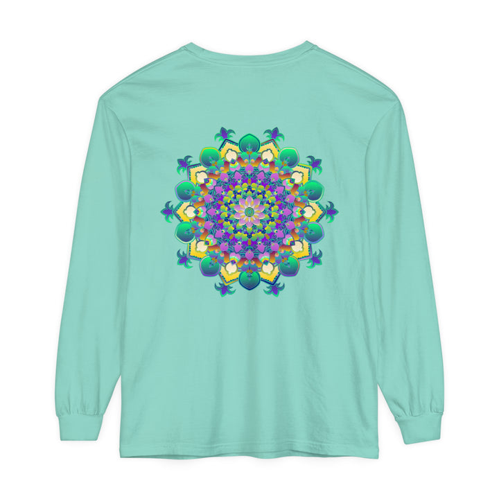 Intricate Mandala Long Sleeve T-Shirt featuring a detailed mandala design in vibrant colors