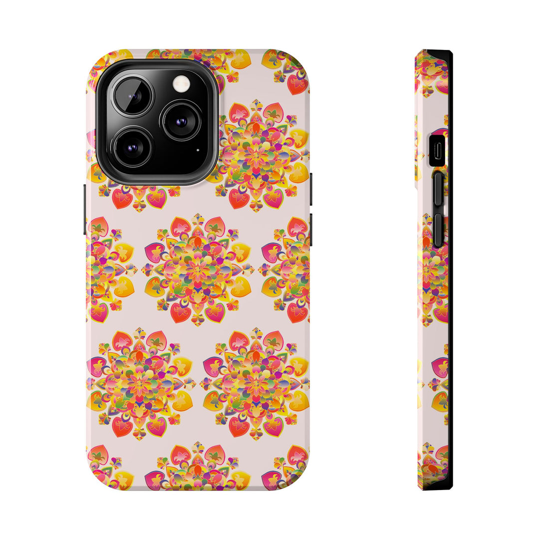 Phone Case - Hand-Drawn Mandala Art - Light Pink Long Description 16