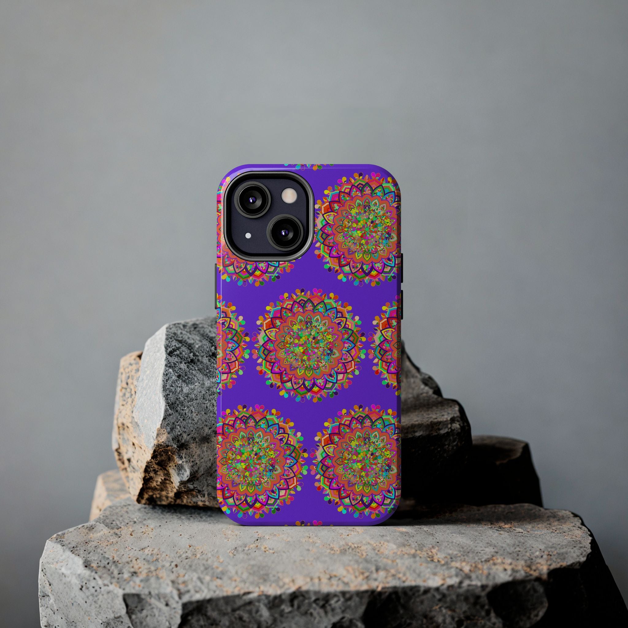 Hand-drawn intricate purple mandala art phone case for iPhone X and XS