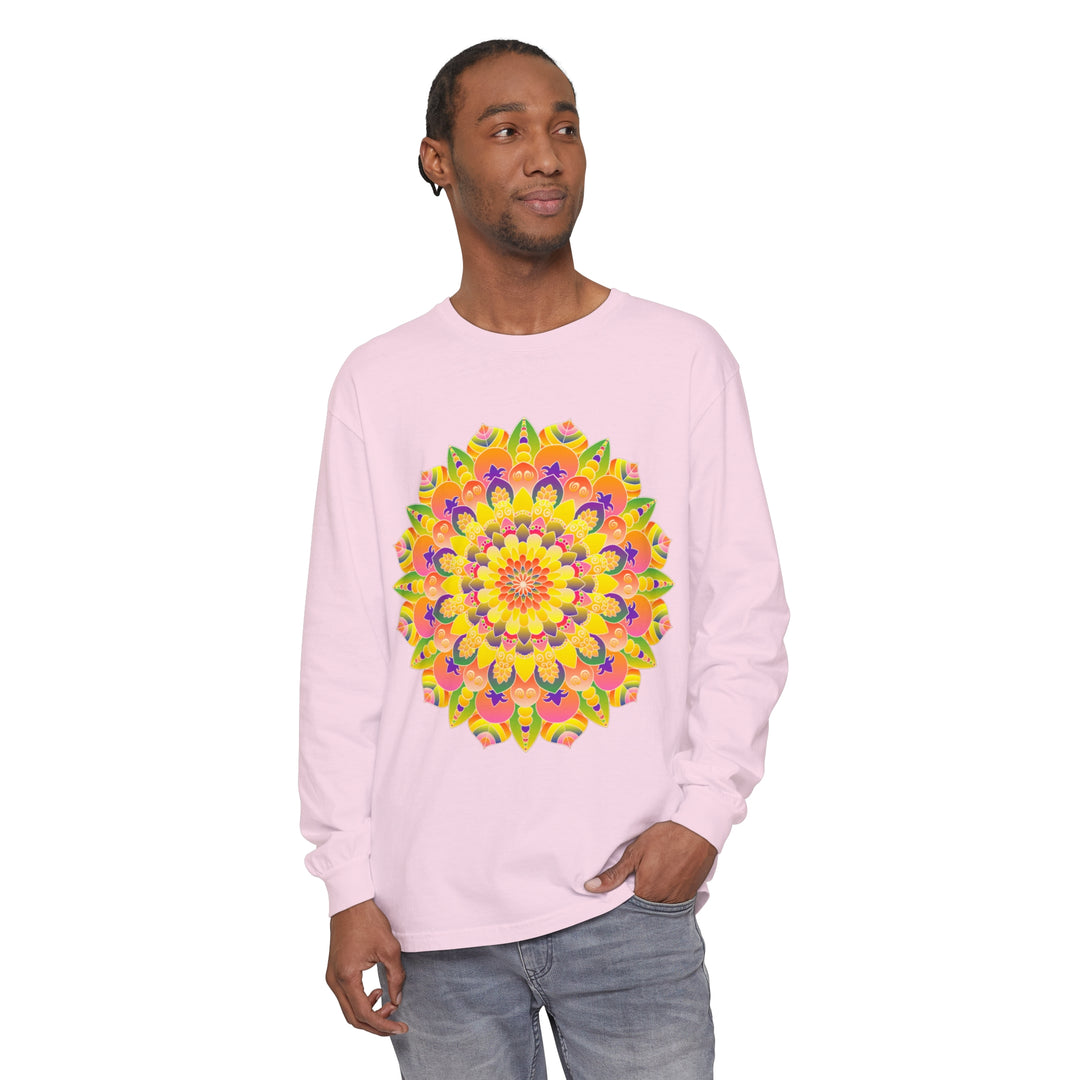 Colorful and intricate mandala design long sleeve t-shirt for men and women