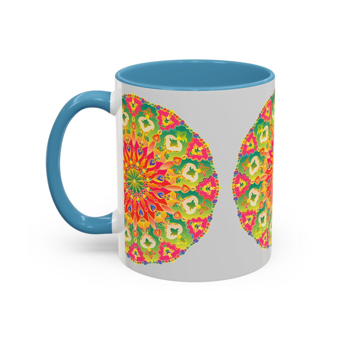 Beautiful and colorful mandala art design on vibrant coffee mug