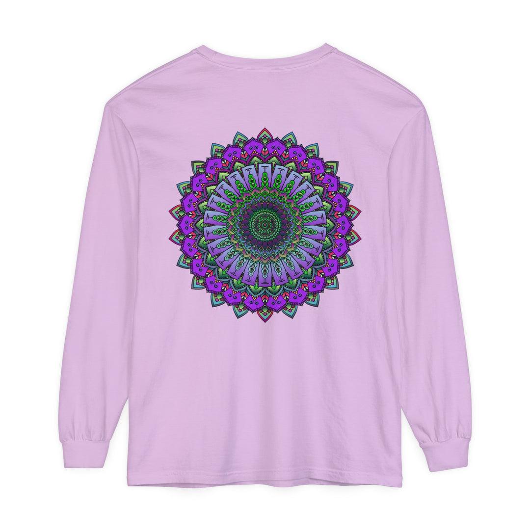 Intricate Mandala Unisex Long Sleeve T-Shirt with intricate mandala design on front