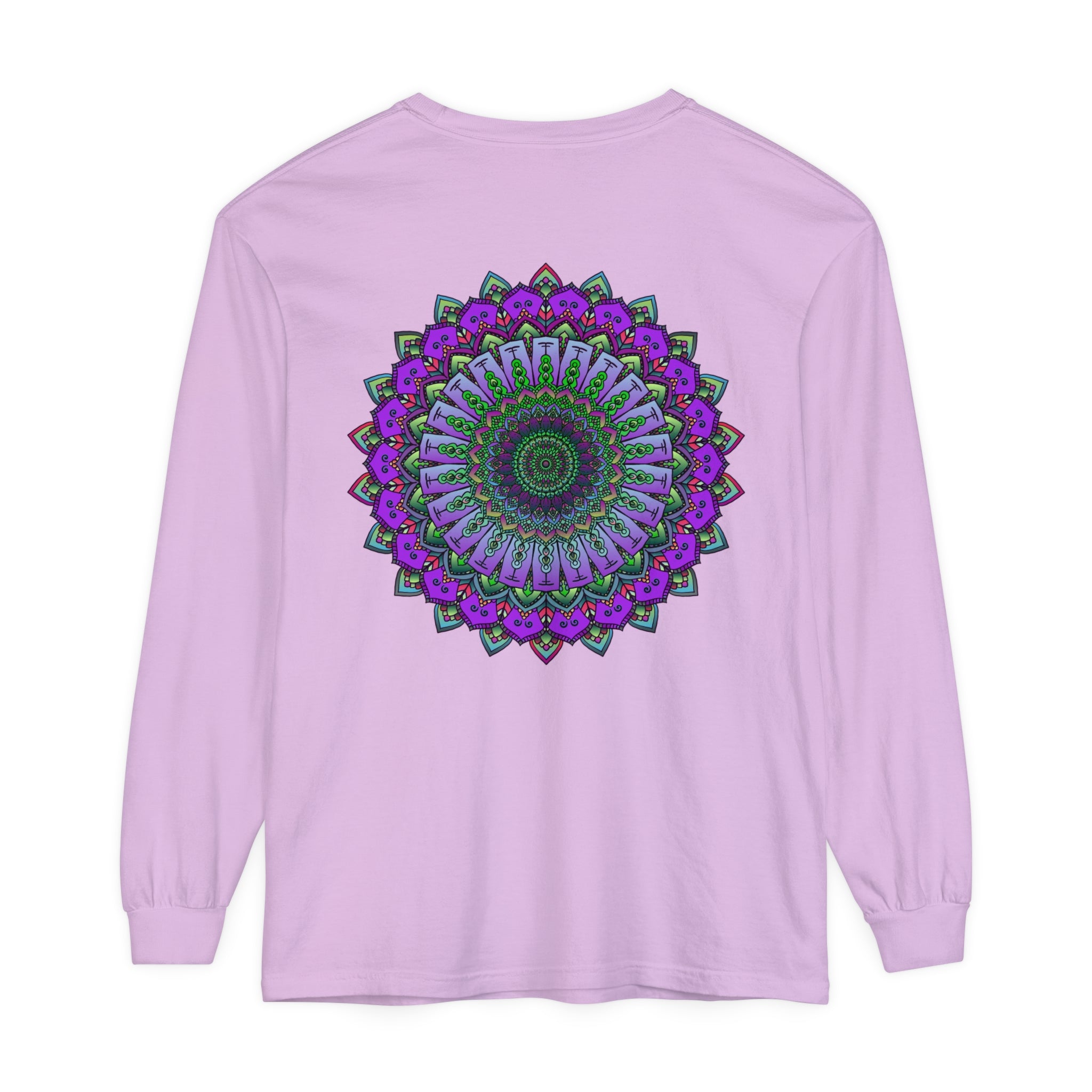 Intricate Mandala Unisex Long Sleeve T-Shirt with intricate mandala design on front