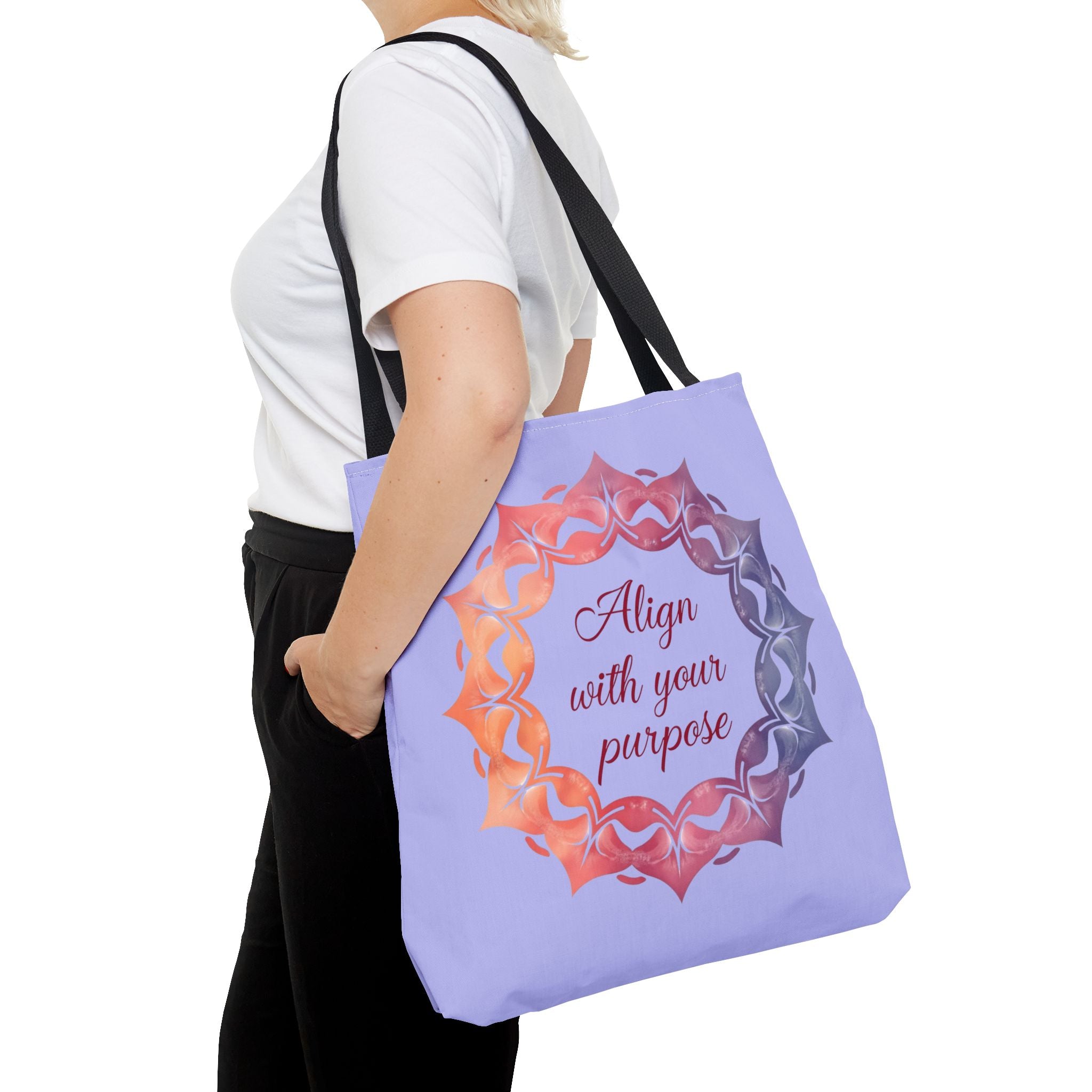 Vibrant orange and purple Mandala Tote Bag, perfect for everyday use