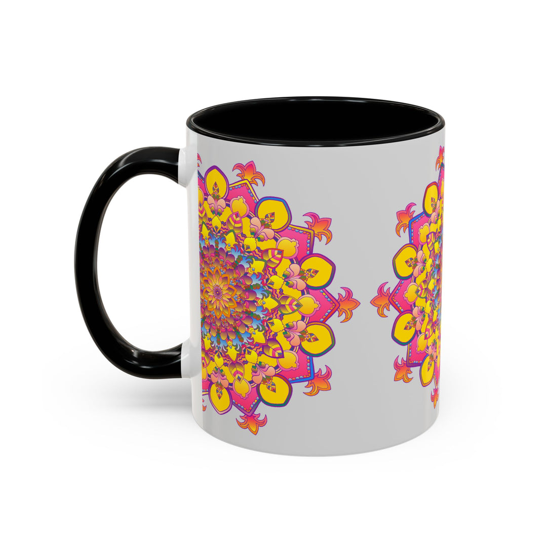 Colorful mandala art mug with intricate designs, perfect for meditation and relaxation