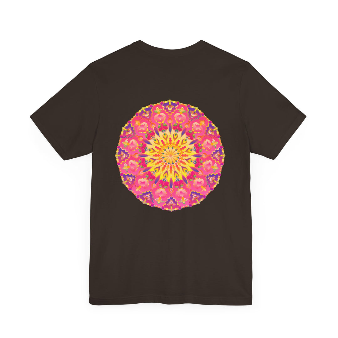 Beautiful pink and yellow mandala design t-shirt representing peace and harmony