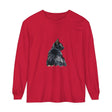 Black Cat Watercolor Long Sleeve T-Shirt featuring a realistic watercolor print of a black cat on the front