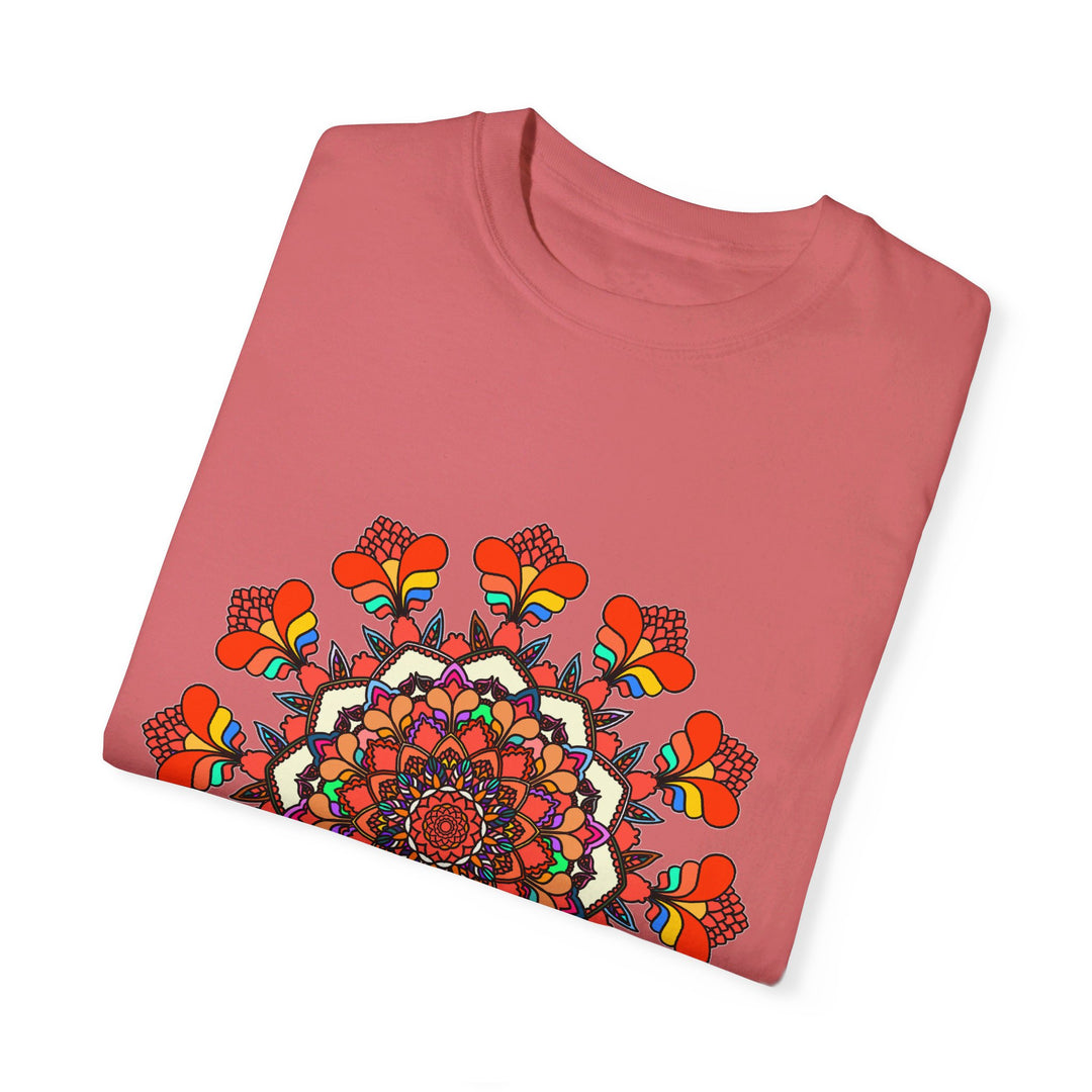 Unisex Mandala T-Shirt featuring Hand-Drawn Mandala Art, made with 100% Ring-Spun Cotton, and Garment-Dyed for Extra Comfort