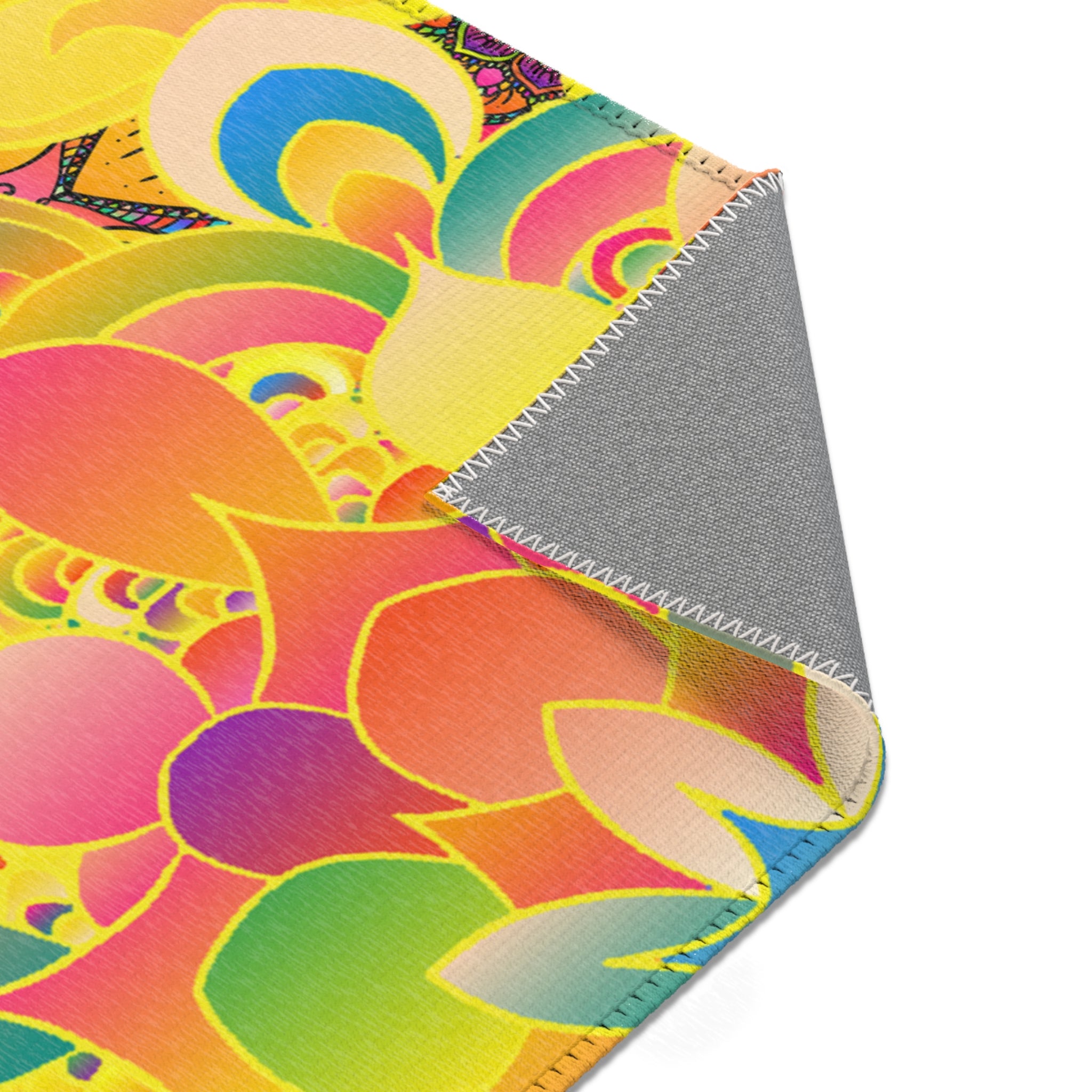 Psychedelic Floral Mandala Area Rug