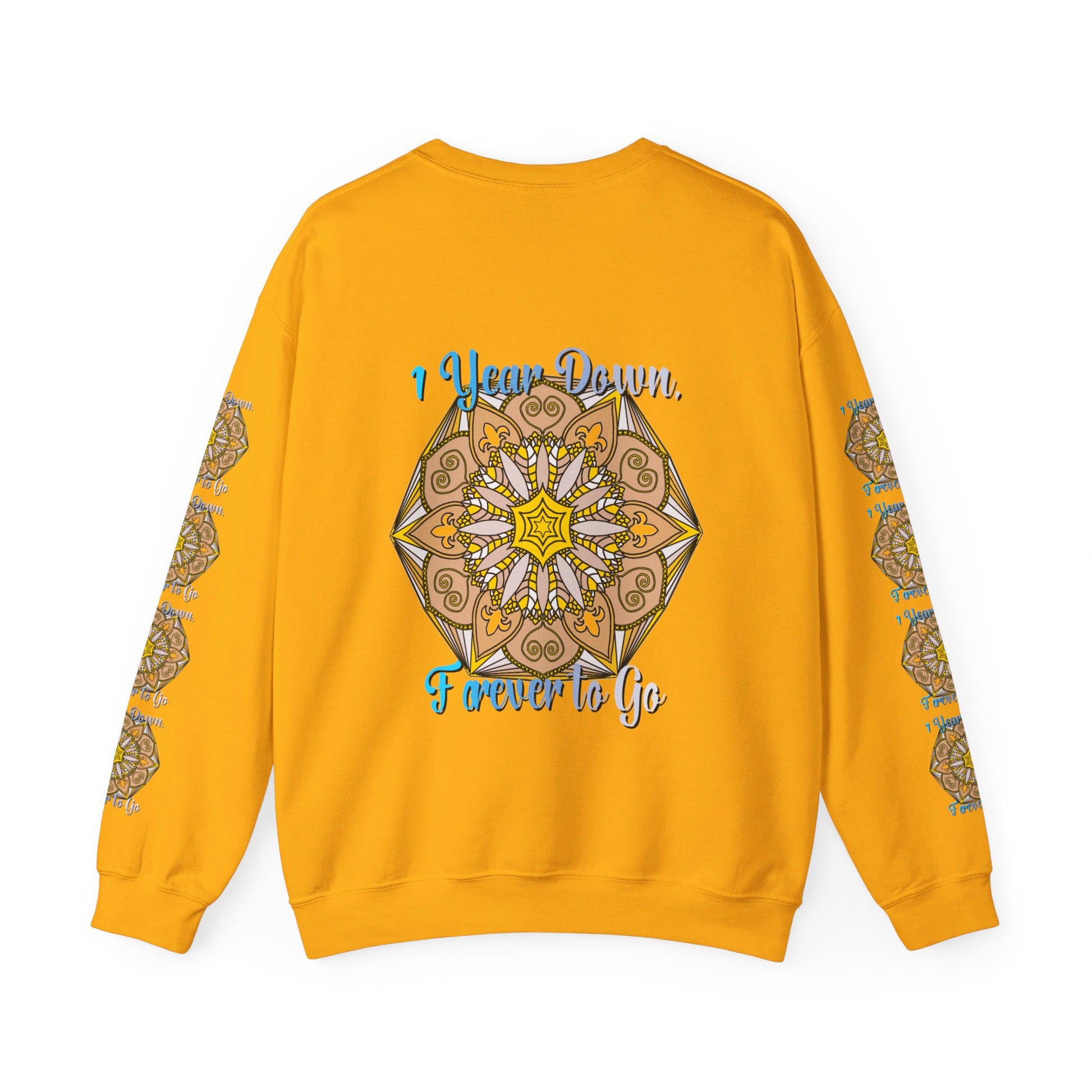 First Year Wedding Anniversary Gift - Unisex Heavy Blend™ Crewneck Sweatshirt celebrating 1 Year Down, Forever to Go, perfect for couples celebrating their first year of marriage