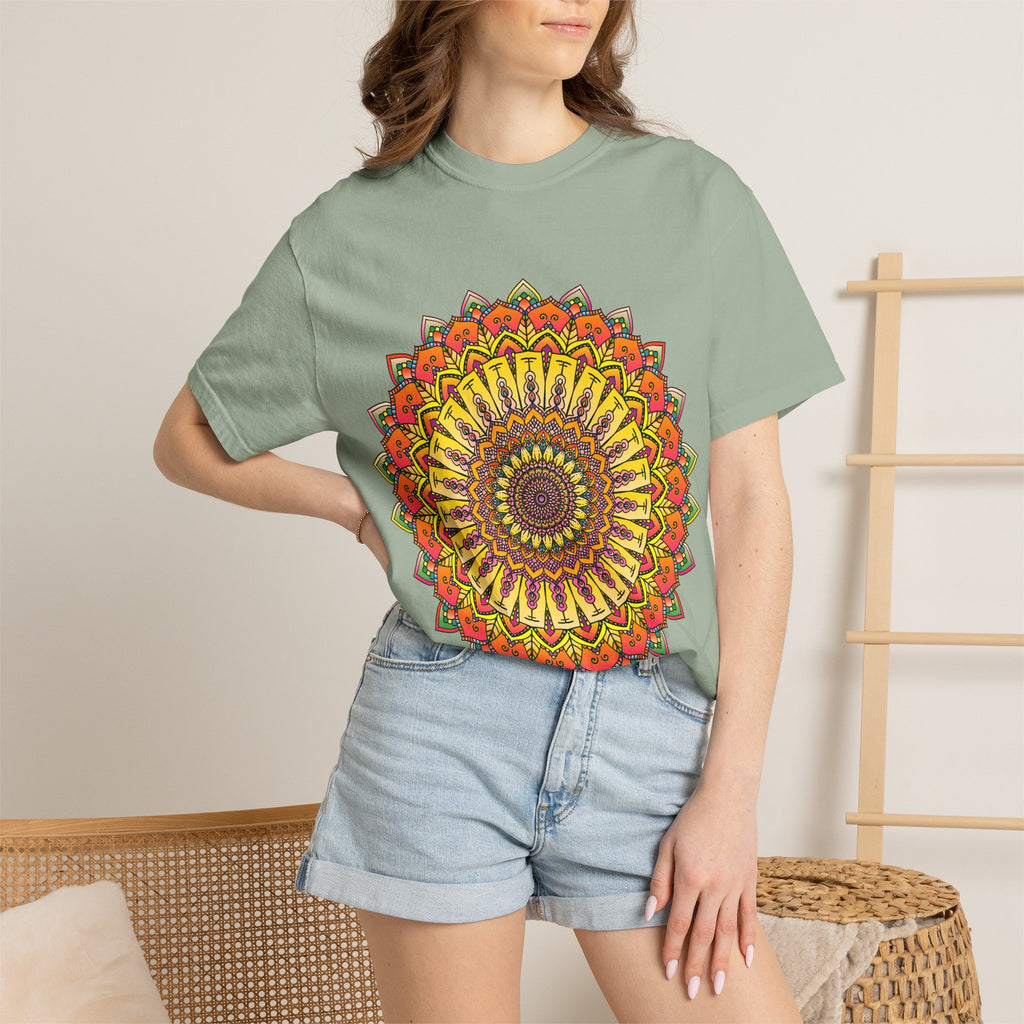 Sunburst Mandala T-Shirt — Vibrant Floral Boho Graphic Tee