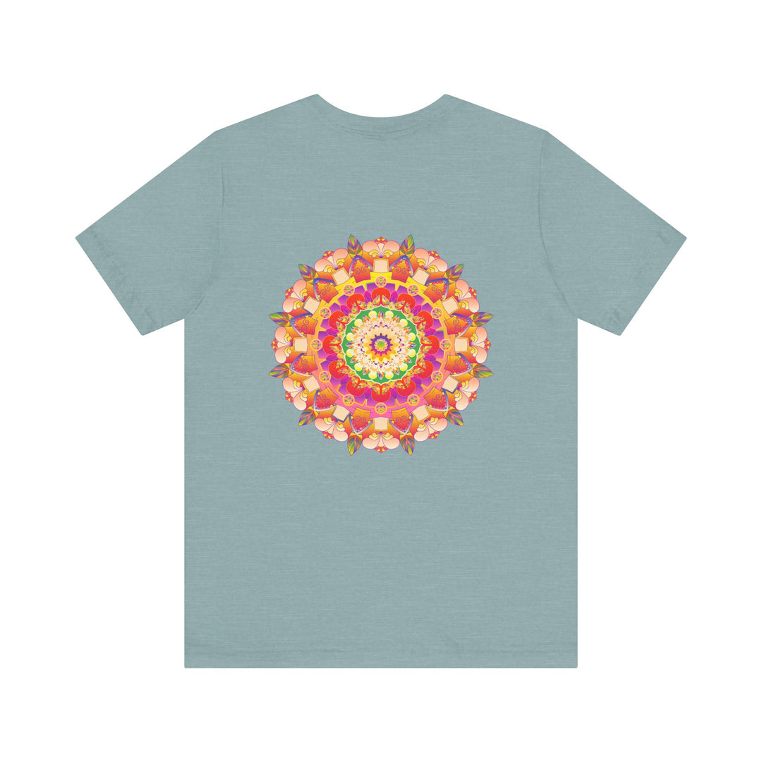 A beautiful and vibrant mandala tee representing spiritual peace and harmony