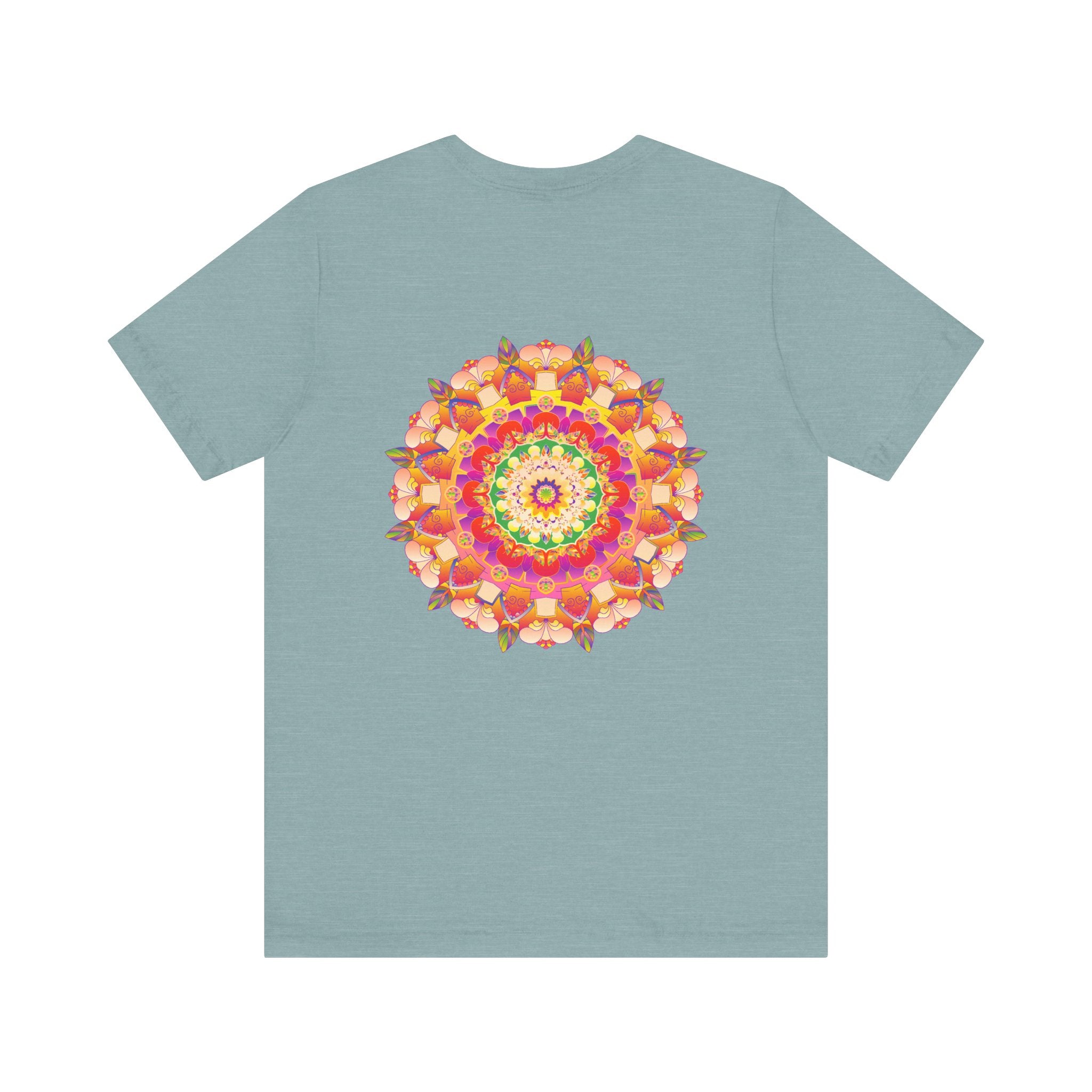 A beautiful and vibrant mandala tee representing spiritual peace and harmony