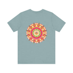 A beautiful and vibrant mandala tee representing spiritual peace and harmony