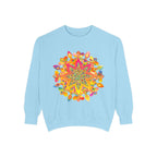 Colorful and intricate mandala design sweatshirt, perfect for casual and comfortable wear