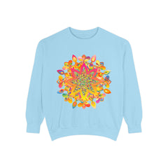 Colorful and intricate mandala design sweatshirt, perfect for casual and comfortable wear