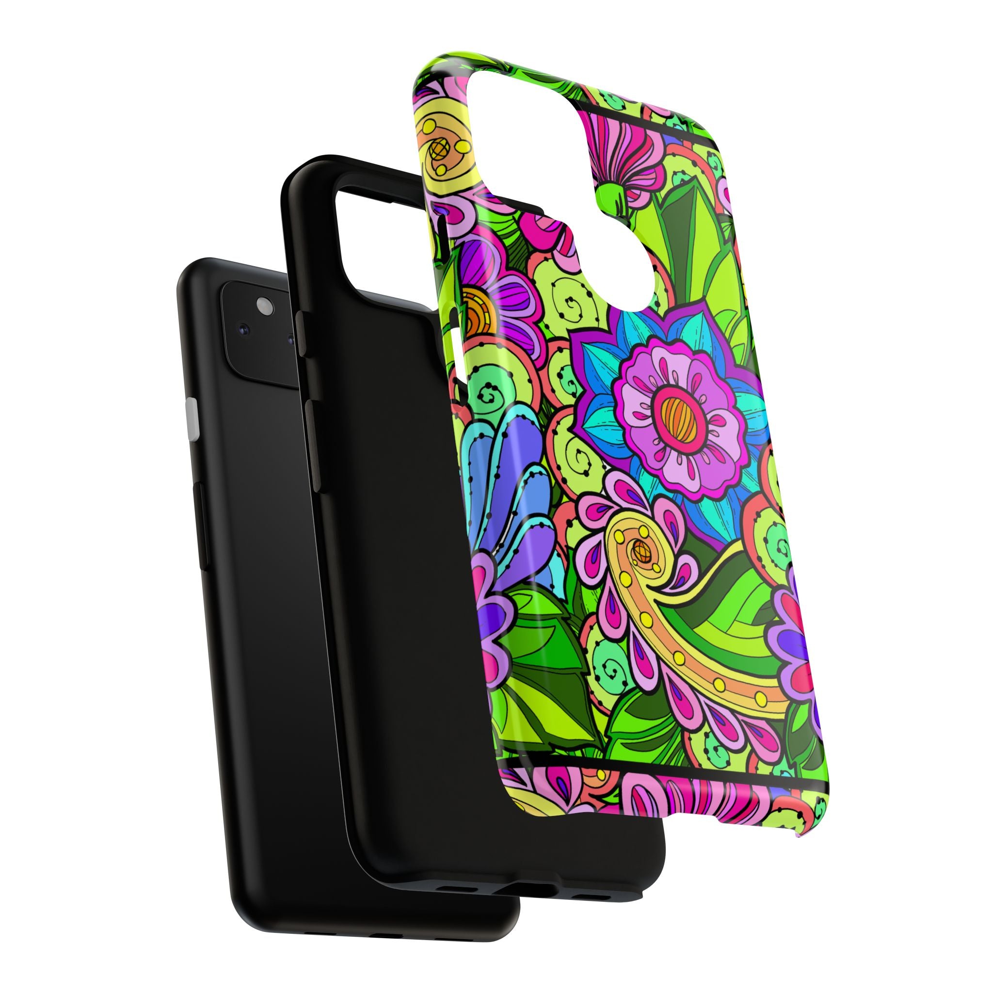 Floral Fantasy iPhone and Google Pixel Case in Bright Green Palette