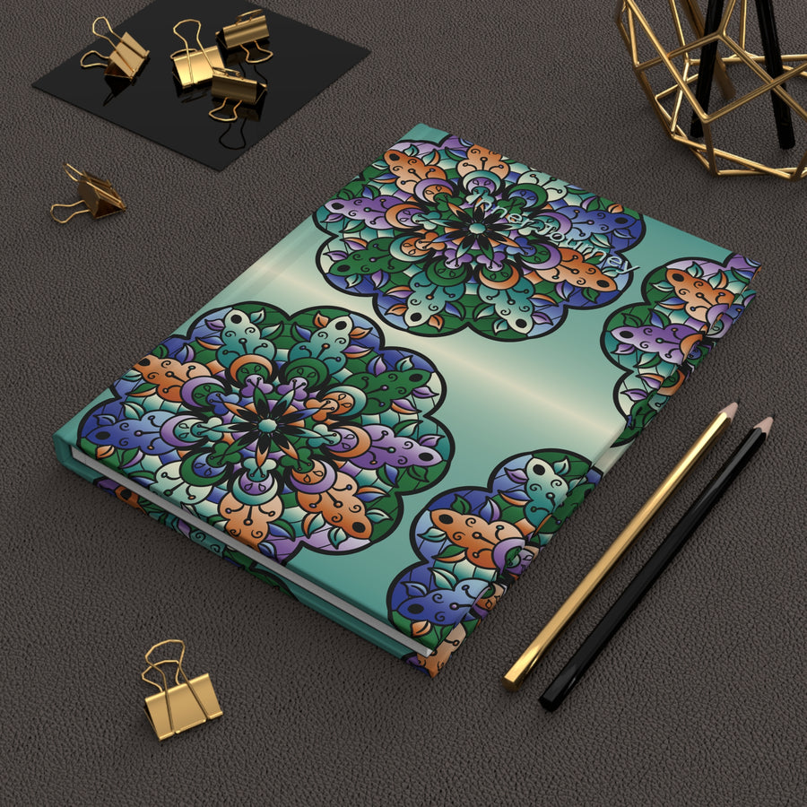 Floral Mandala Hardcover Journal — Matte Teal Patterned Notebook for Writing & Gift