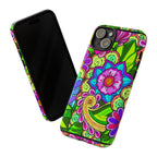 Floral Fantasy iPhone and Google Pixel Case in Bright Green Palette