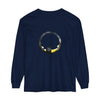 Black Cat Moon Glow Long Sleeve T-Shirt, a black shirt with a glowing moon and cat design