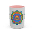 Elegant and unique mandala flower design on grey tea mug